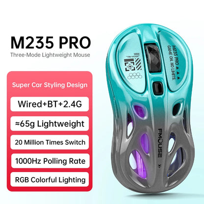 Bezprzewodowa mysz gamingowa 2.4G Tri-Mode RGB, lekka konstrukcja hollow z podświetleniem Chroma, przewodowa/Bluetooth, kontroler myszy e-sportowej