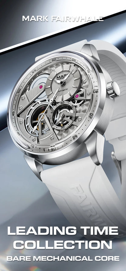 MARK FAIRWHALE Men’s Luxury Automatic Mechanical Watch  46mm Stainless Steel Business Wristwatch