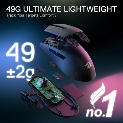 Redragon M916 PRO 3 módú vezeték nélküli gamer egér, Hype-Speed 4K lekérdezési frekvencia, 49 g ultrakönnyű, 26K DPI-s gamer egér