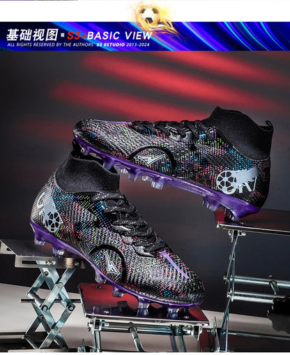 New Men Football Boots Training Soccer Shoes Breathable Grass Cleats Match Long Spikes Indoor Sneakers Ultralight Drop Shipping
