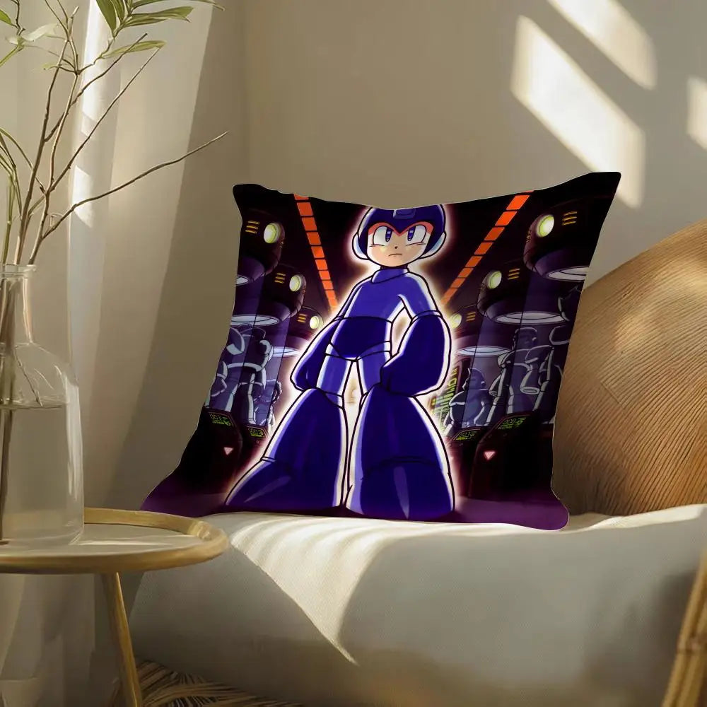 Game R-Rockman Megamans Cushion Cover Soft Short Plush Pillow Cover Smooth Cozy Texture Aesthetic Cushion Case Home Decor