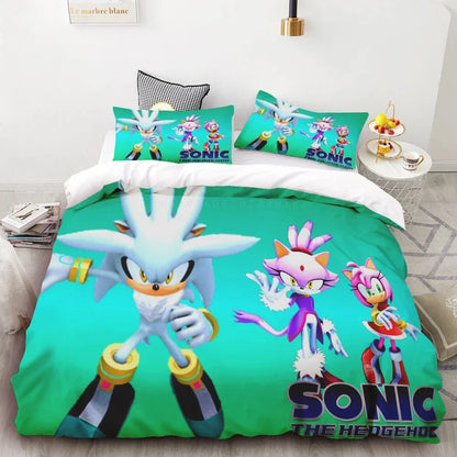 New Duvet Cover Sonic 3D Exquisite Cartoon Anime Digital Printing Bedding Set Comforter Bed Youth Home Decor Children Kids Boys