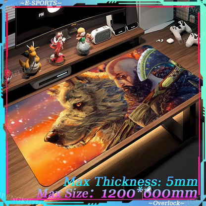 Game G_God of War R_Ragnarok Computer XXL MousePad Game Accessories Oversized Floor Mat Game Desktop Protective Pad Table Mat
