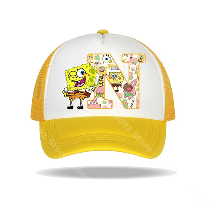 SpongeBob SquarePants basebollkeps för barn och vuxna med bokstavstryck, solhattar, anime, tecknad film, justerbara kepsar med skärm, sommarhattar, vardagshattar, ny