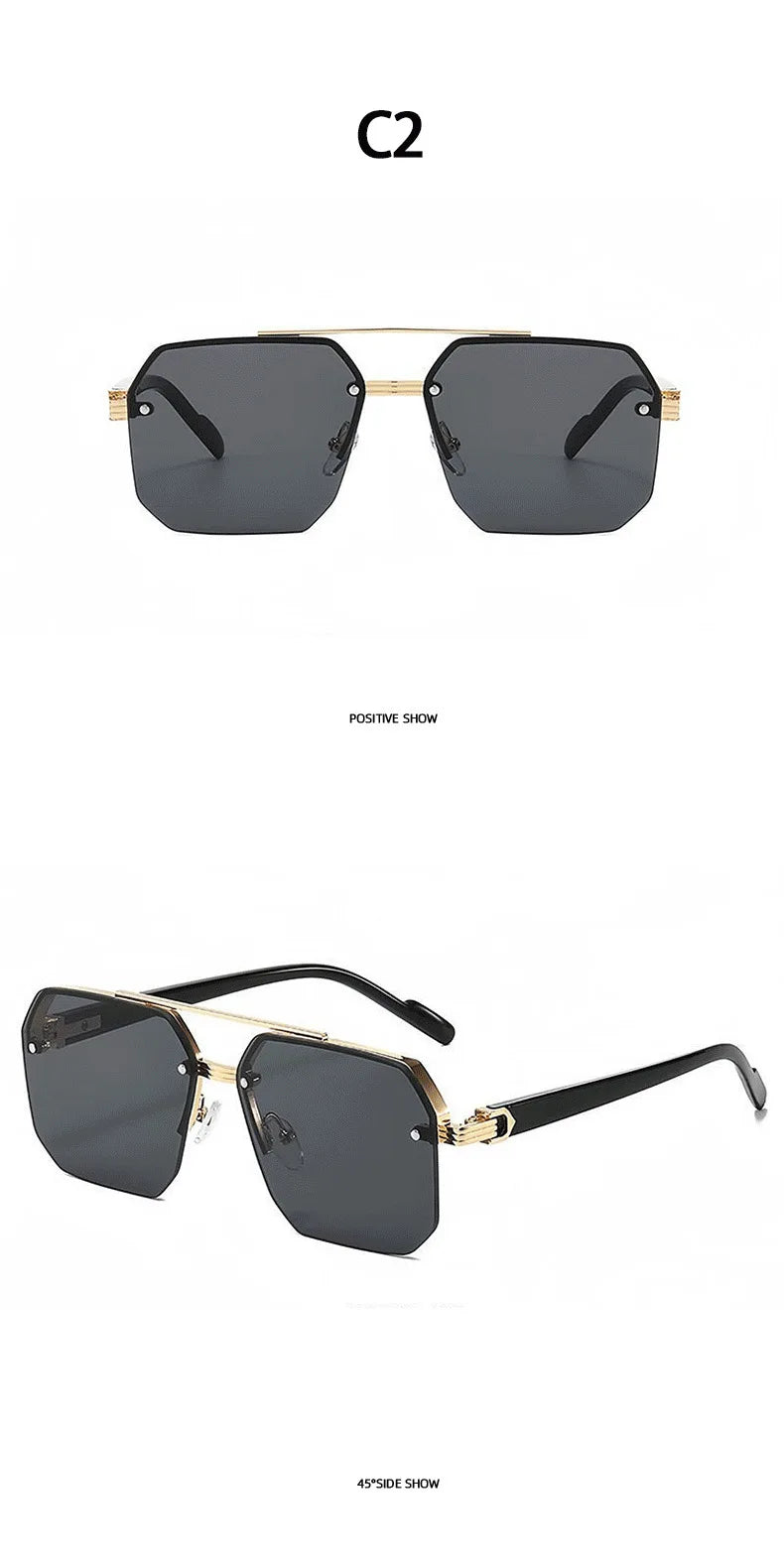 2026New Man Woman Sun Glasses Fashion Versatile UV400 Sunglasses High Quality Half-Frame Shades Unisex Double Beam Design Sunnie