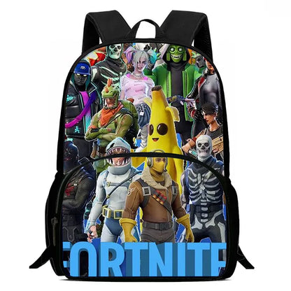 15-инчова Fortnite раница с анимационен дизайн, унисекс, за момчета и момичета, с преден джоб, лека ученическа раница с голям капацитет