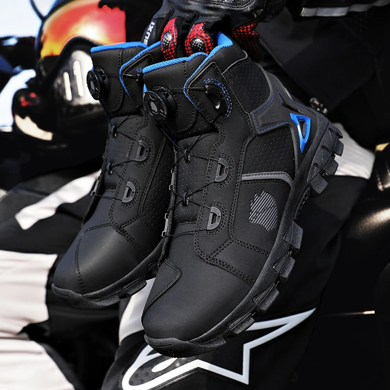 Bottes de moto professionnelles pour hommes, chaussures de course tout-terrain, équipement de moto urbaine, en cuir microfibre ultra-fin