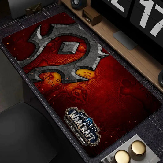 Mouse pad natural Horde Alliance din cauciuc, mare, pentru birou de computer și tastatură, model HD World Of Warcraft, mousepad gaming cu suprafață rapidă și margine cusută