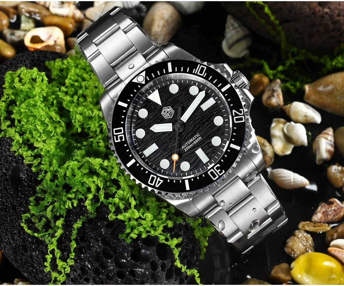 San Martin 2026 Men Diver Watch 38mm Wave Texture Dial Miyota 90S5 Automatic Mechanical Luxury Wristwatch Waterproof 200m SN0126
