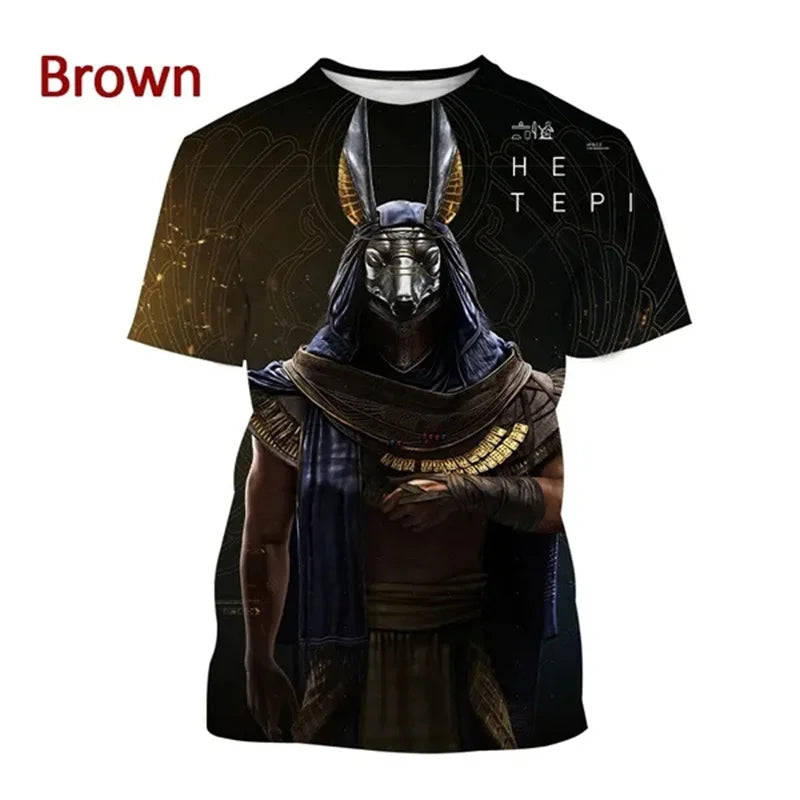 Grim Reaper Anubis T-shirts 3D-tryckt forntida egyptisk gud T-shirt Egyptens öga Farao Mode Harajuku kortärmad T-shirt
