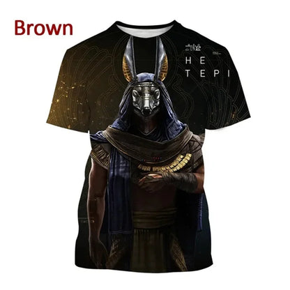 Grim Reaper Anubis T-shirts 3D-tryckt forntida egyptisk gud T-shirt Egyptens öga Farao Mode Harajuku kortärmad T-shirt