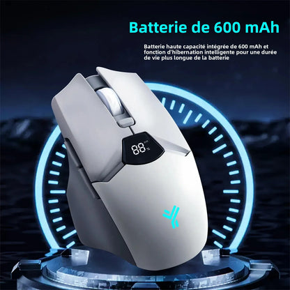 Trådløs Bluetooth-mus med digital batterivisning, lydløs ergonomisk mus til PC, bærbar computer og gaming, 2.4G/Bluetooth 5.0