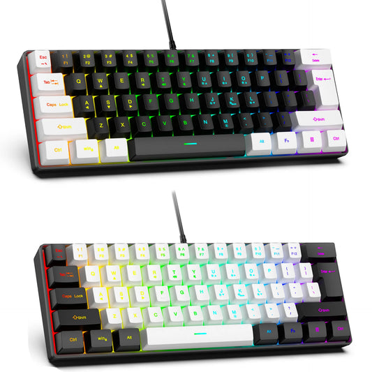 61 Key RGB Gamer Keyboards 60% Keyboard Teclado para Computadora Ergonomic Tastiera Black White Mini Klavye Toetsenbord