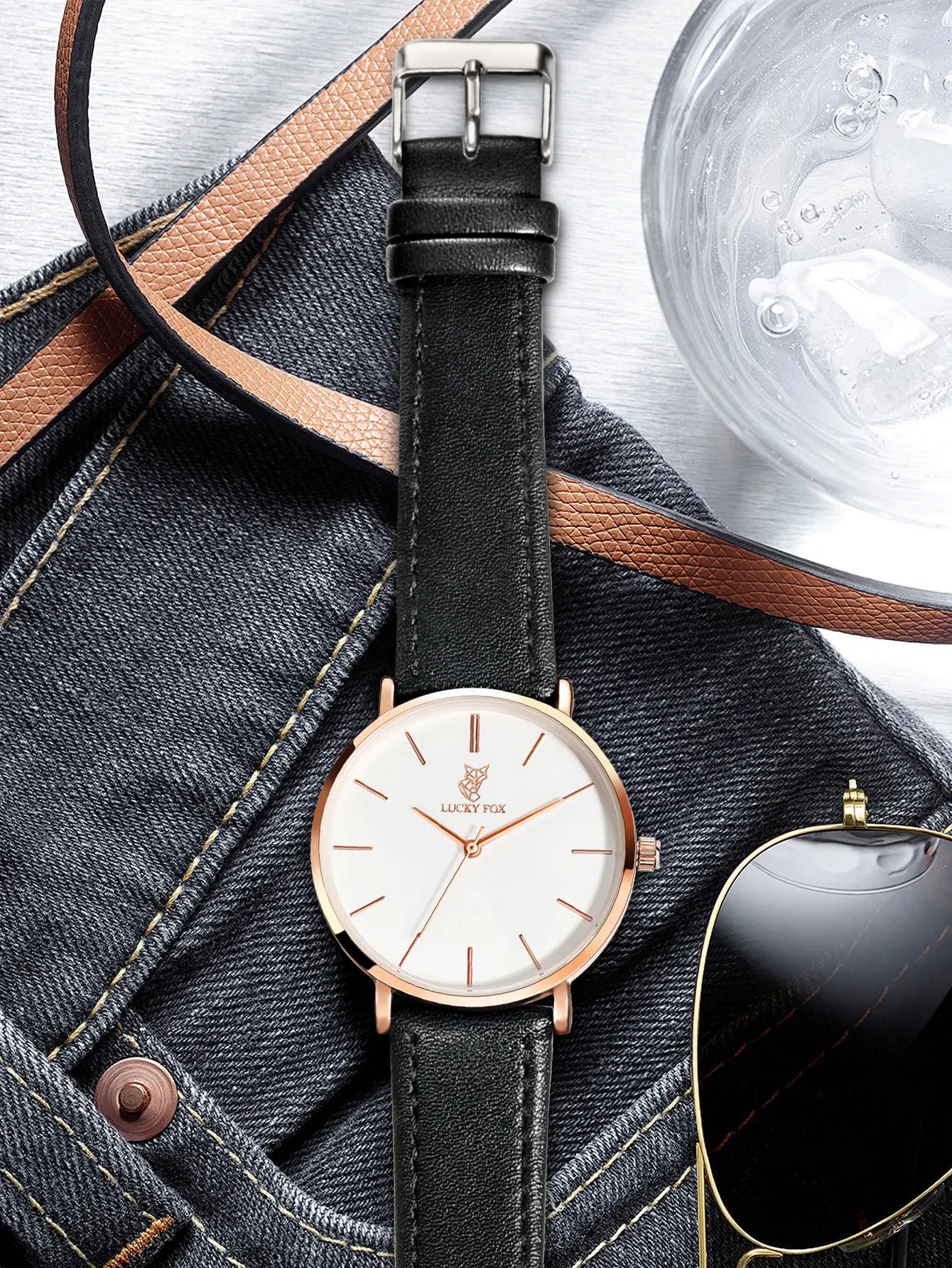 LUCKY FOX Classic Luxury Men Watch Simple Casual Men and Women Round Large Dial Quartz Watch Clock Gifts Men Reloj