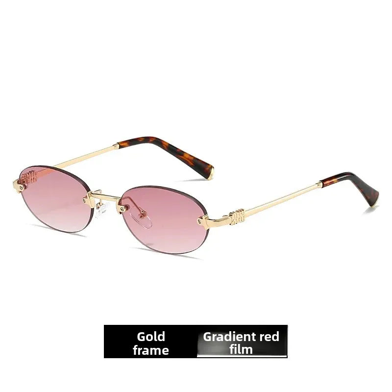 Frameless Ellipse Sunglasses, UV400 Protection Lightweight Design, Fashionable for Daily Wear & Outdoor