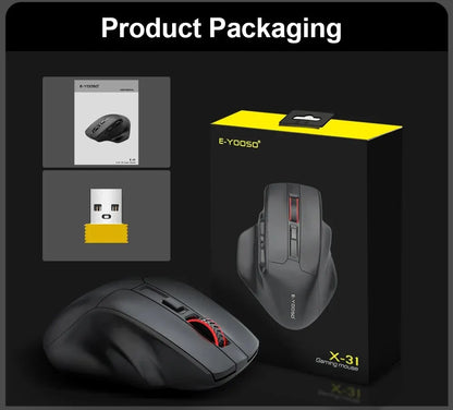 E-YOOSO X-31 USB 2.4G brezžična gaming miška za velike roke PAW3212 4800 DPI 5 gumbov za igralce, računalnik, prenosnik in PC