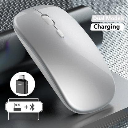 Trådløs genopladelig mus med dobbelt tilstand, Bluetooth-kompatibel 2.4G USB-computermus til laptop, iPad, tablet og notebook – gamingmus