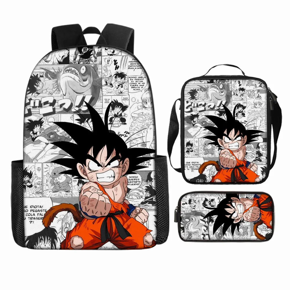 Dragon Ball 3Pcs/Set Backpacks Goku Vegeta Cartoon Print Lunch Bag Pencil Bags Student Casual School Bags Return To School Gift