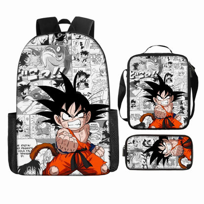 Dragon Ball 3Pcs/Set Backpacks Goku Vegeta Cartoon Print Lunch Bag Pencil Bags Student Casual School Bags Return To School Gift