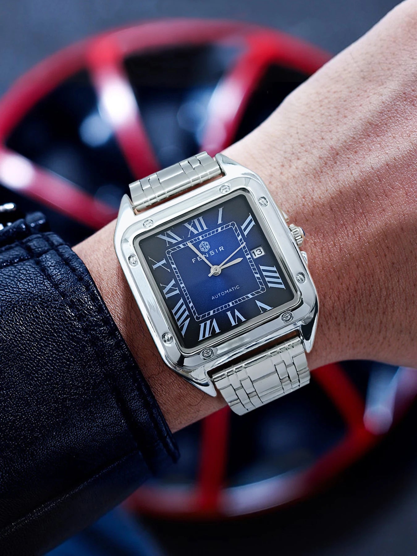 Luxury Square Watch for Men, Calendar Display, Stainless Steel Strap, High-End Luxury Small Square Men's Watch, Stylish Business Casual Versatile Trendy Men's Wristwatch, the Best Gift for Him
