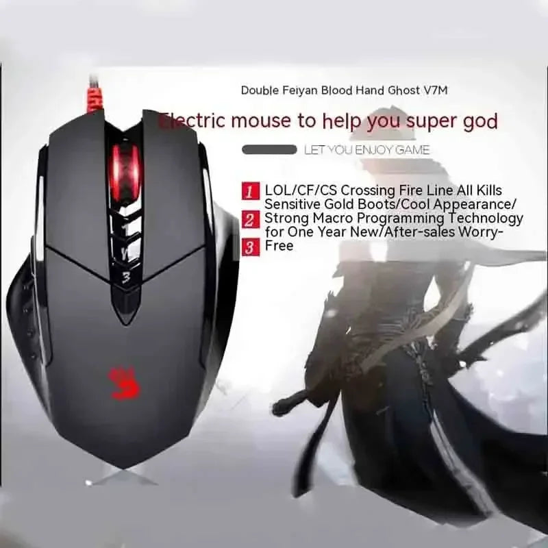 Жична мишка Bloody V7M с RGB, олекотен ергономичен дизайн, 4000dpi, за PC, офис, e-sports гейминг и макро програмиране, за CF LOL CS