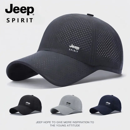 JEEP Spirit Quick drying Sports Hat Men's and Women's Duck billed Hat Spring/Summer Baseball Hat Breathable Sunscreen Hat