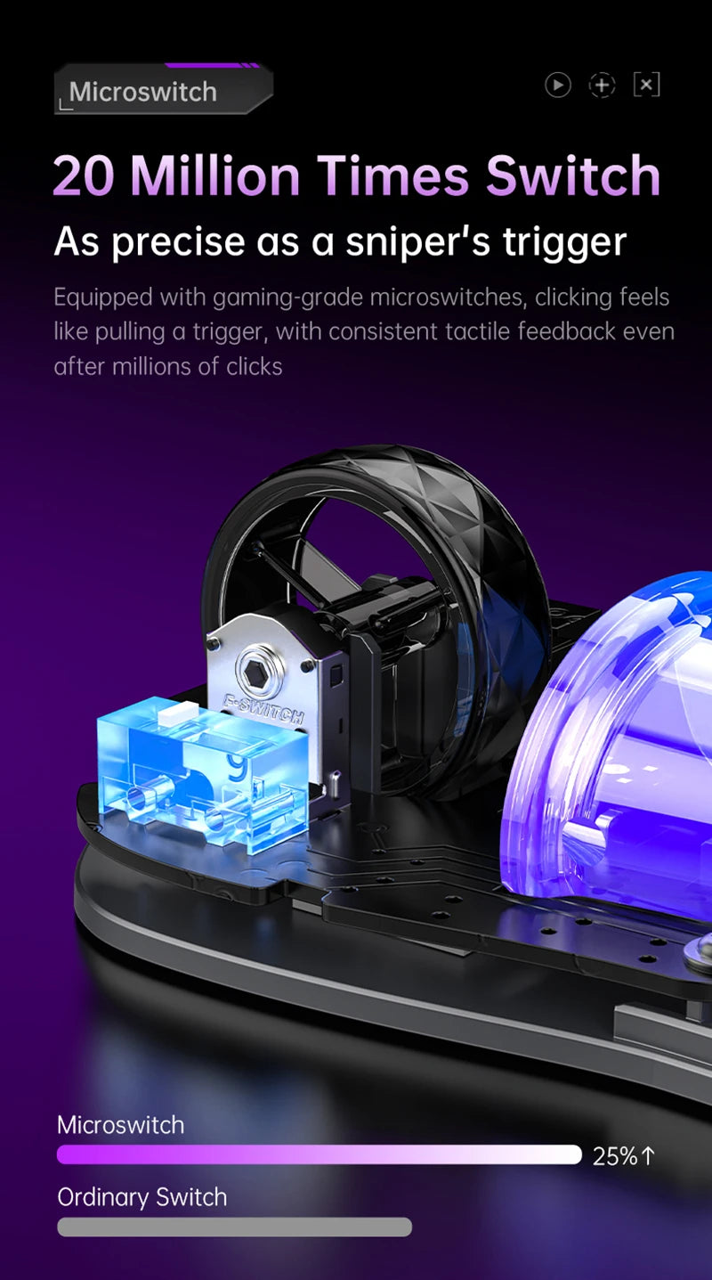 Bezprzewodowa mysz gamingowa 2.4G Tri-Mode RGB, lekka konstrukcja hollow z podświetleniem Chroma, przewodowa/Bluetooth, kontroler myszy e-sportowej