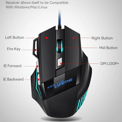 G6 Ενσύρματο Gaming Ποντίκι USB με 7 Κουμπιά, Τροχό Κύλισης, Ρυθμιζόμενη Οπτική Ανάλυση 5500DPI, Εργονομικό Ποντίκι E-sports για Laptop PC Xiaomi