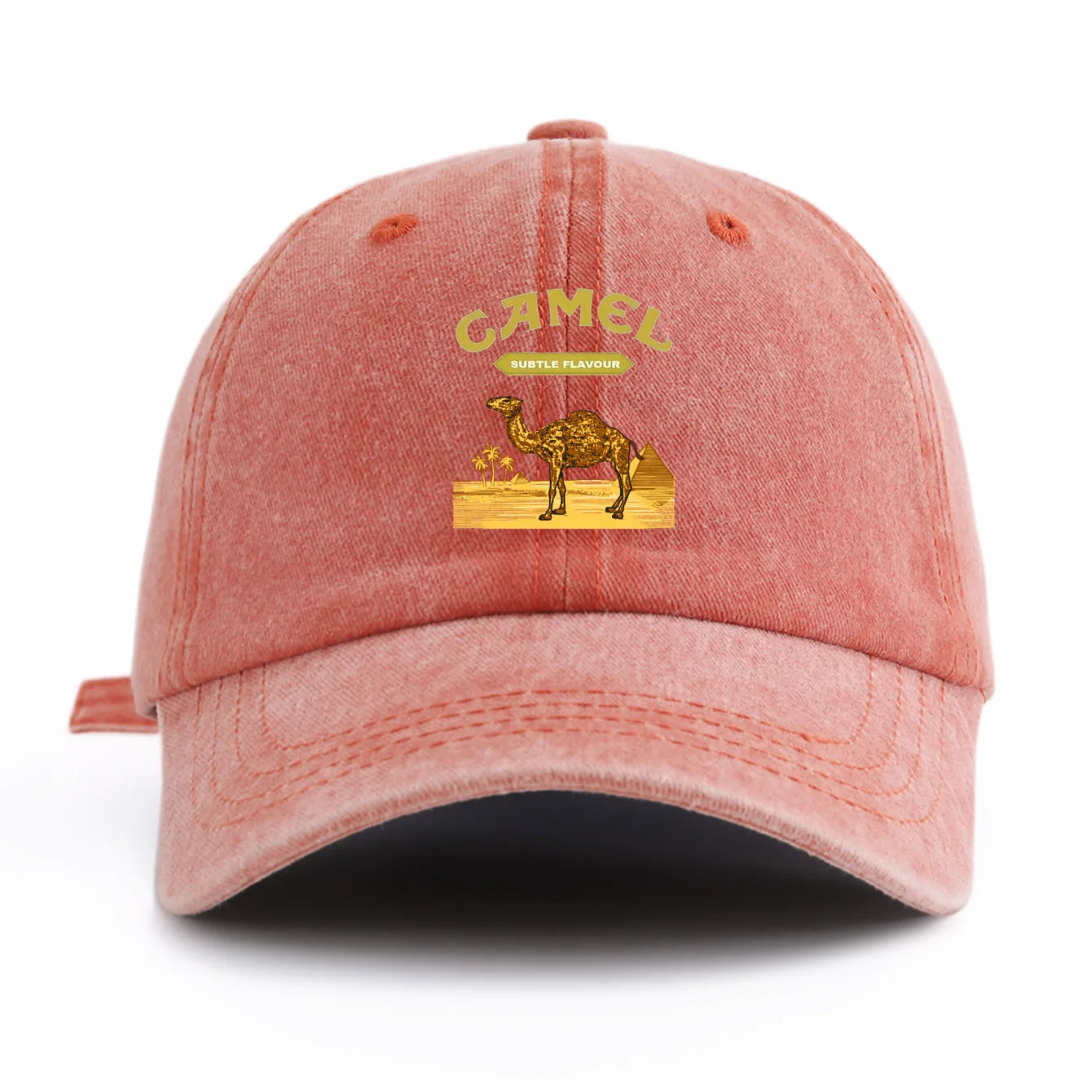 1pc Camel Print Washed Baseball Cap for Adults,  Minimalist Retro Style Casual Soft Adjustable Dad Hat, Perfect As Gift