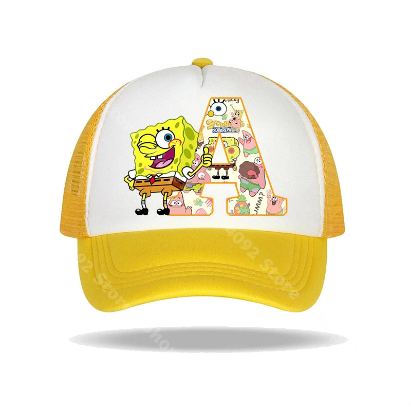 SpongeBob SquarePants basebollkeps för barn och vuxna med bokstavstryck, solhattar, anime, tecknad film, justerbara kepsar med skärm, sommarhattar, vardagshattar, ny