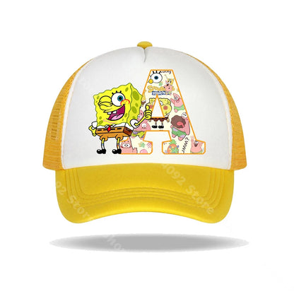 SpongeBob SquarePants basebollkeps för barn och vuxna med bokstavstryck, solhattar, anime, tecknad film, justerbara kepsar med skärm, sommarhattar, vardagshattar, ny
