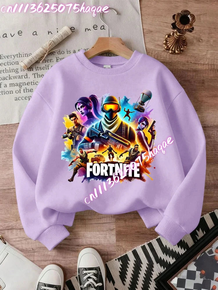 Fortnites Series Kids Sweatshirts Trendy Boys Girl Long Sleeves Pullover Tops Autumn Winter Cartoon Child Clothes Birthday Gifts