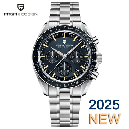 PAGANI DESIGN 2026 New Moon Watch Retro Luxury Quartz Watches For Men Stainless steel Luminous waterproof Sport Chronograph Man