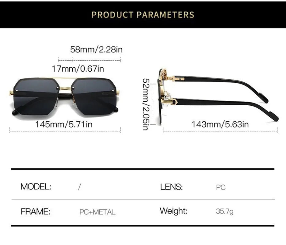 2026New Man Woman Sun Glasses Fashion Versatile UV400 Sunglasses High Quality Half-Frame Shades Unisex Double Beam Design Sunnie