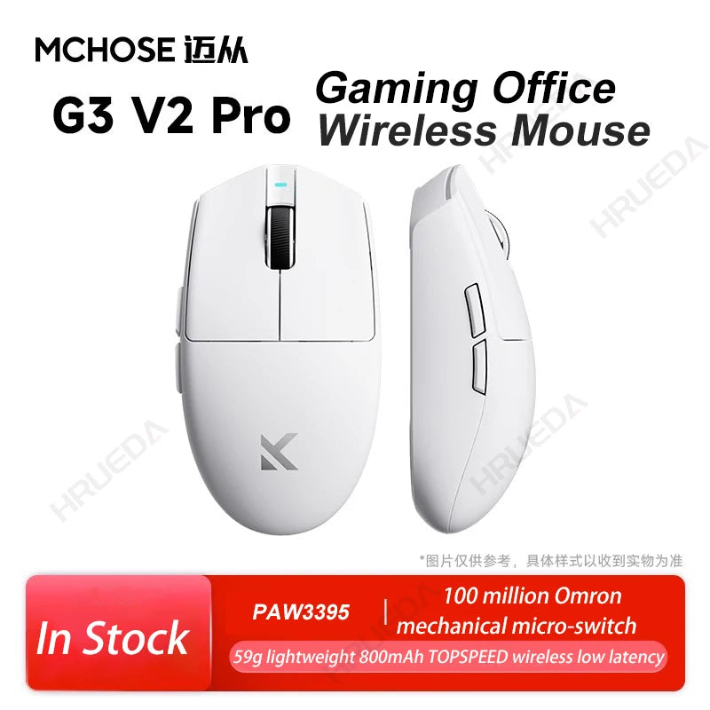 MCHOSE G3 V2 Pro bezdrátová herní myš Tri-Mode Bluetooth 800mAh dobíjecí lehká přizpůsobená ergonomická esports myš