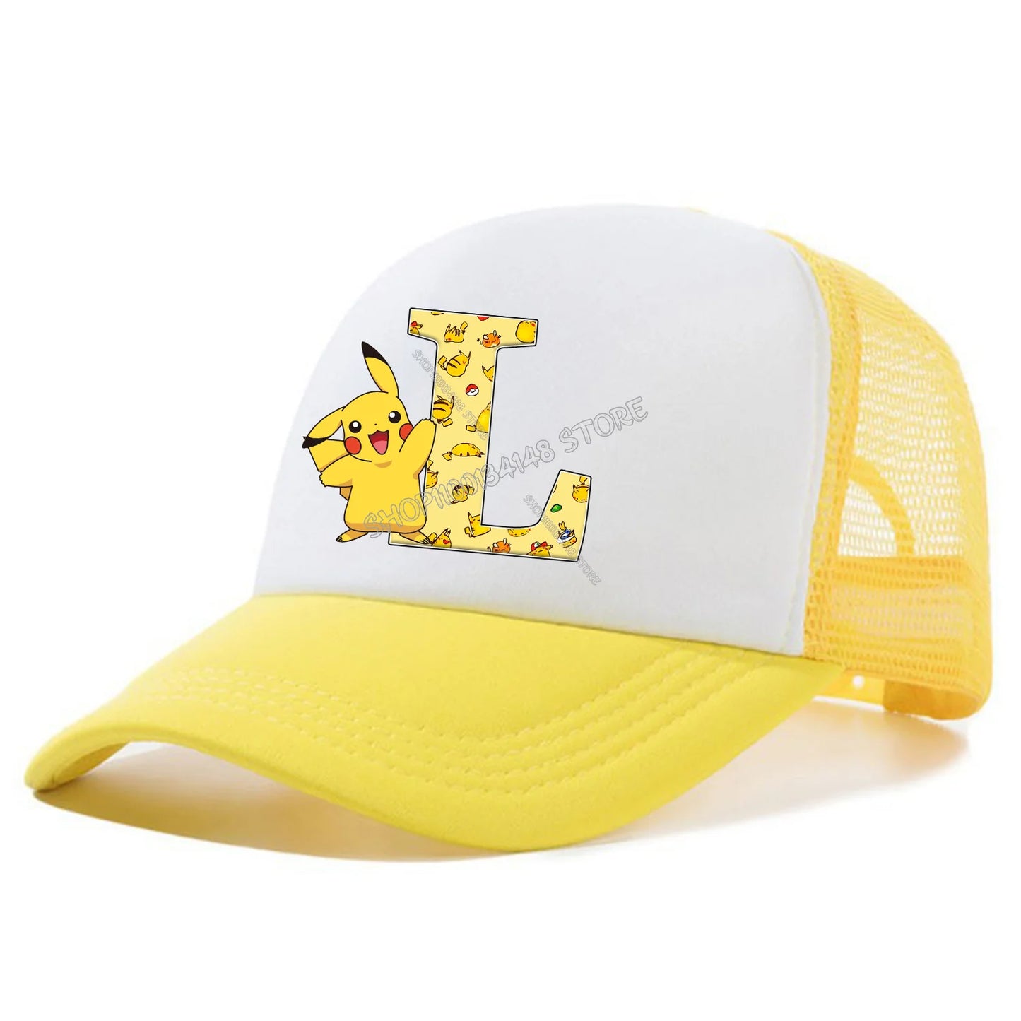 Pokemon Pikachu Peaked Cap Cartoon A-Z Letter Baseball Caps Fashion Summer Breathable Mesh Hat Parent-child Hat Peacoat Kid Gift