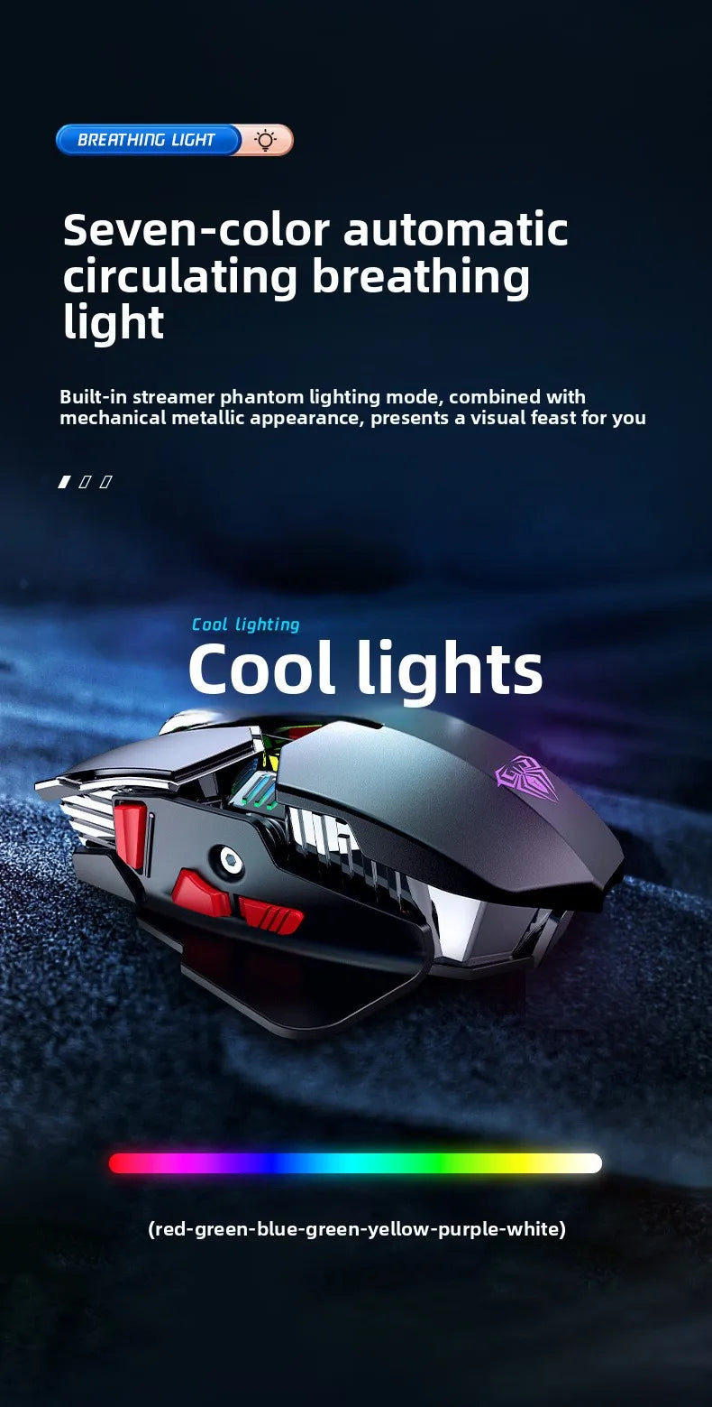 2025 Ny SC300 trådlös 2.4G gamingmus RGB 3200dpi uppladdningsbar tyst mekanisk e-sportmus för stationär dator och laptop