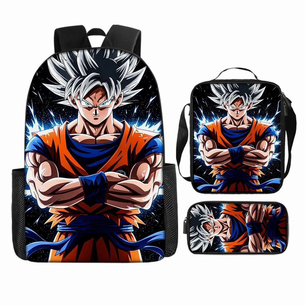 Dragon Ball 3Pcs/Set Backpacks Goku Vegeta Cartoon Print Lunch Bag Pencil Bags Student Casual School Bags Return To School Gift
