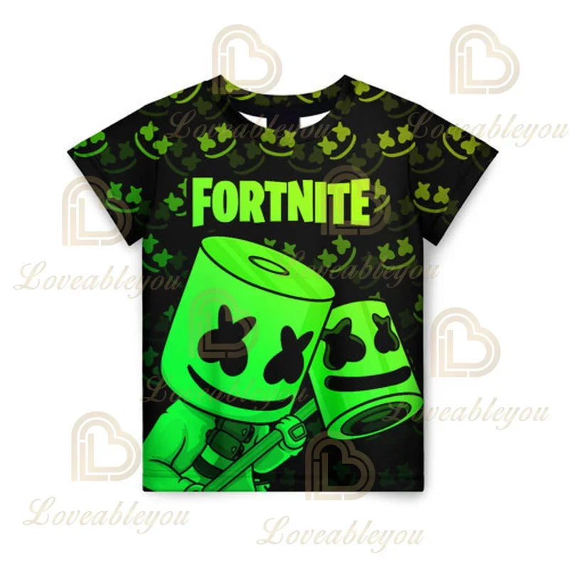 Battle Royale T-paita Fortnite T-paita Victory Cartoon -yläosat nuorille, lasten Hero Game Fortress Night 3D -T-paita pojille ja tytöille