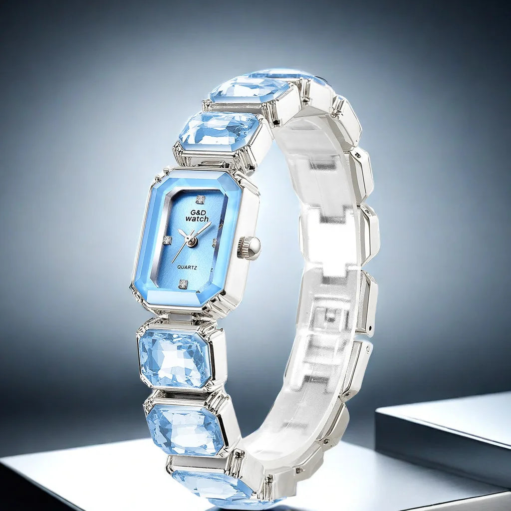 Ladies Wrist Watch Small Golden Square Quartz For Women Bracelet Watches Top Brand Luxury Diamond Fashion Women's Watch 2024