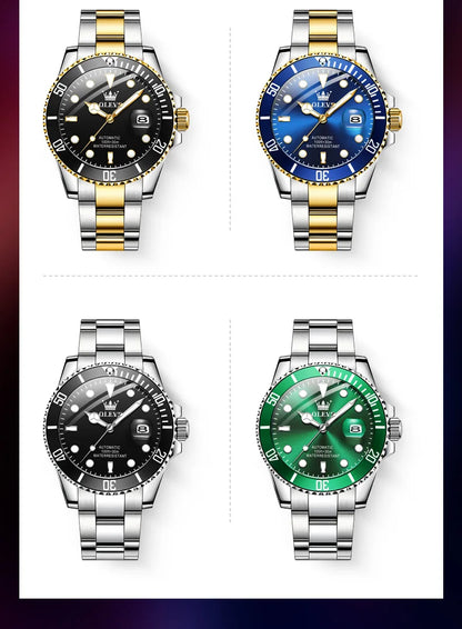 OLEVS Watches Man Fashion Luxury Automatic Mechanical Watch Waterproof Luminous Date Men's Watch Waterproof Luminous Box Gift