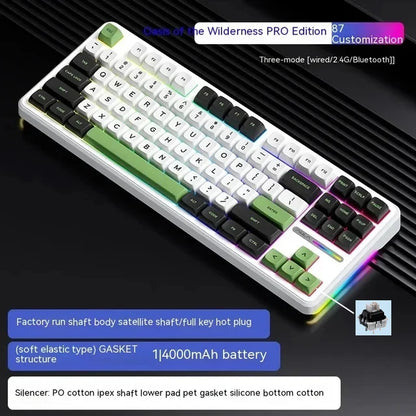 Teclado Mecânico AULA F87 Pro 2.4g/USB/Bluetooth sem fios trimodo, 87 teclas, RGB, PBT, estrutura gasket, 5 camadas de isolamento acústico, teclas completas sem impacto