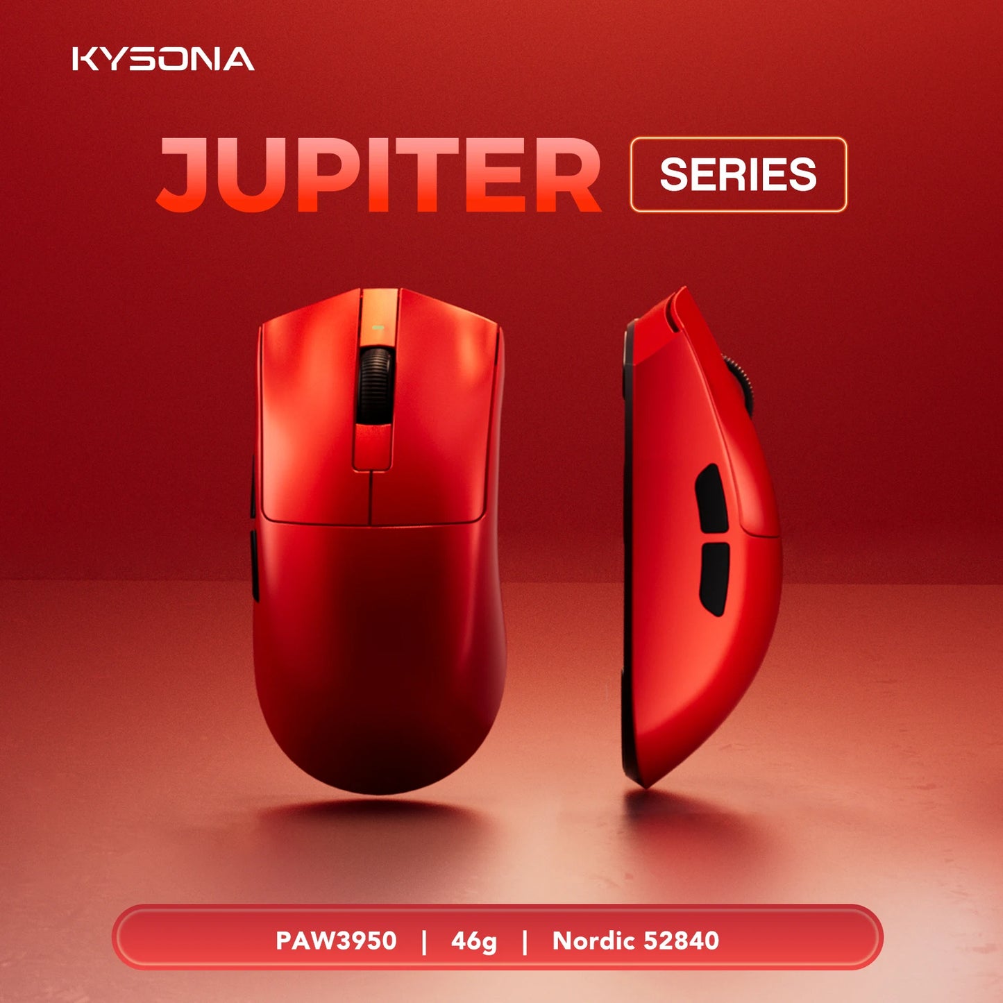 Геймърска мишка KYSONA Jupiter Series – жична/безжична мишка, 8Khz, сензор PAW3950, Bluetooth, 46g, презареждаема, уеб драйвер, за PC и лаптоп