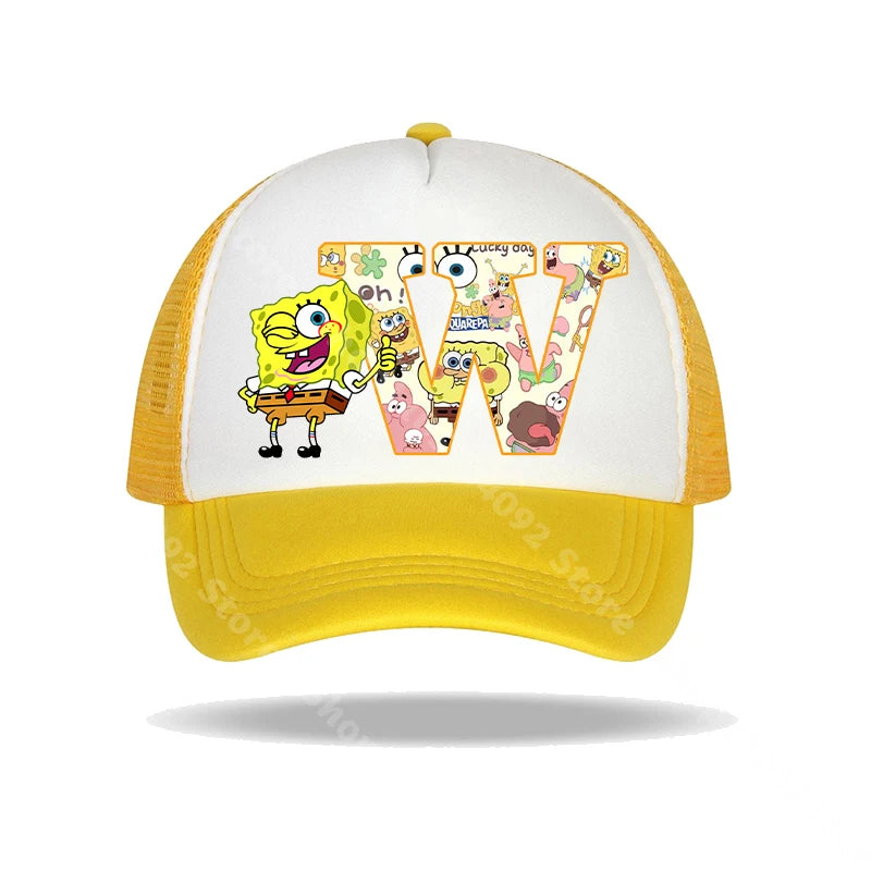SpongeBob SquarePants basebollkeps för barn och vuxna med bokstavstryck, solhattar, anime, tecknad film, justerbara kepsar med skärm, sommarhattar, vardagshattar, ny