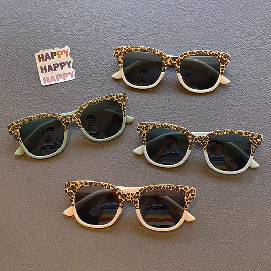 New Children Vintage Leopard Print Square Sunglasses UV400 Outdoor Fashion Girls Boys Protection Sunglass Kids Sun Glasses