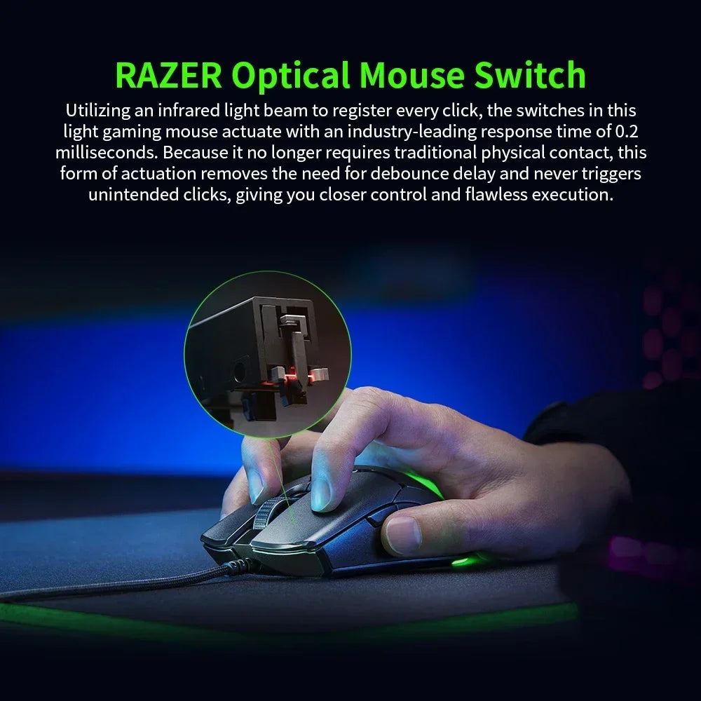 Razer NOVOROČNÍ DÁREK Thunder Snake Viper Mini počítačová e-sportovní kabelová herní myš pro notebook s RGB podsvícením, myš pro menší ruce