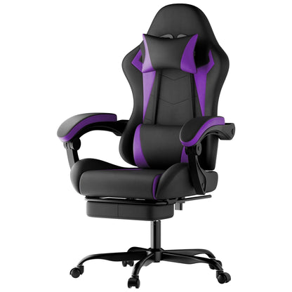 Ergonomic Gaming Chair with Lumbar Support Pillow & Headrest, Adjustable Gamer Chair with Footrest, Reclining PC Gaming Chair for Adults