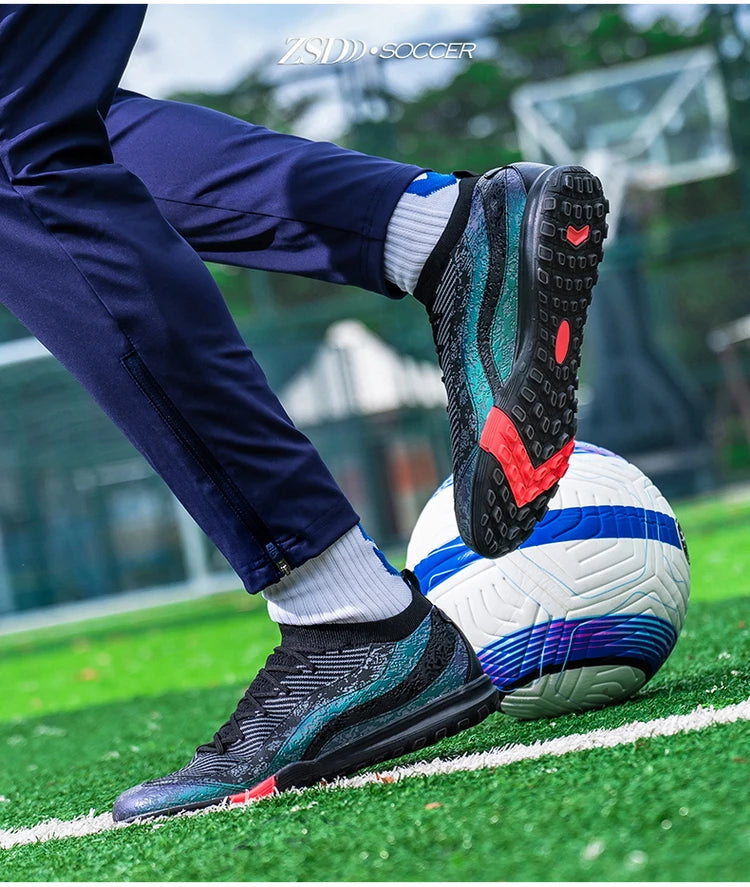 Men Professional Soccer Shoes FG/TF Football Boots Cleats Breathable Non-Slip Training Sneakers for Outdoor Grass Turf  Footwear