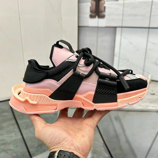2026 Fashion Women Sneakers Size 35-46 High Quality Platform Sneakers Men Casual Shoes Sports Running Shoes Lace-Up Patchwork