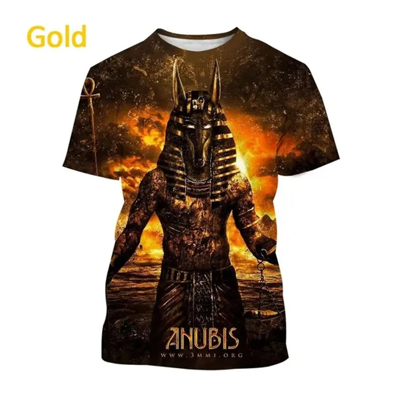 Grim Reaper Anubis T-shirts 3D-tryckt forntida egyptisk gud T-shirt Egyptens öga Farao Mode Harajuku kortärmad T-shirt